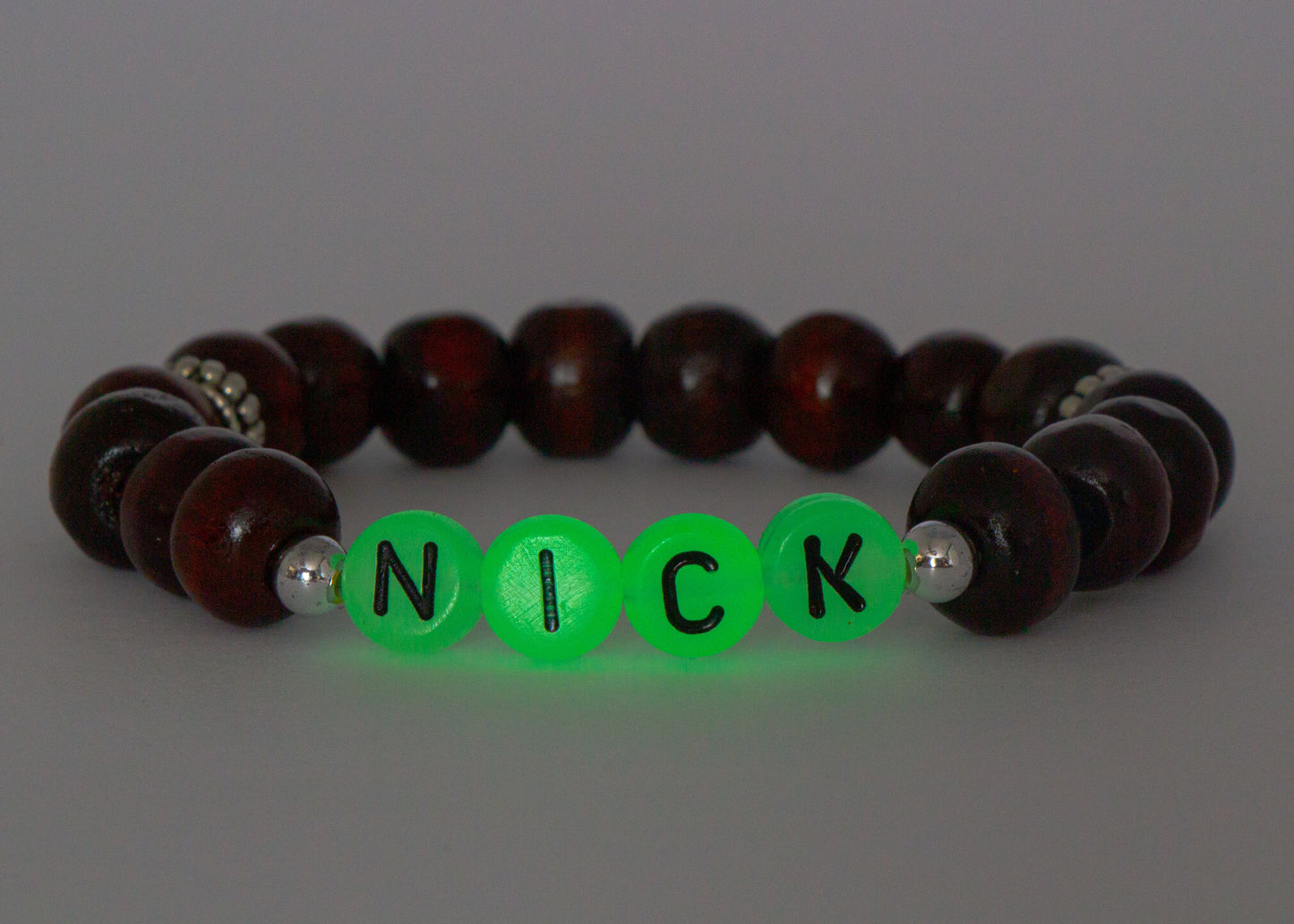 Boys bracelet translucent / personalized wooden stretch elastic cord name jewelry