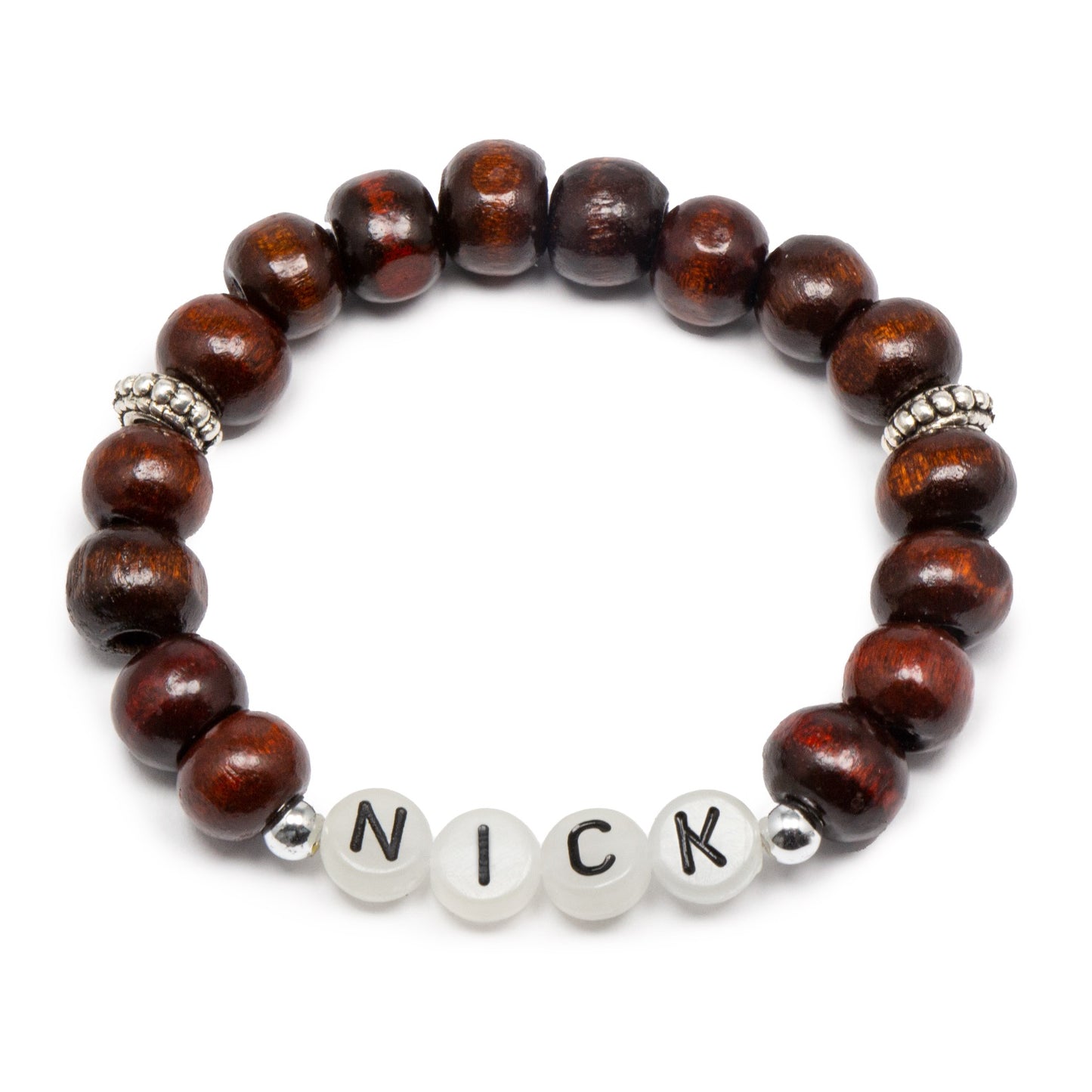 Boys bracelet translucent / personalized wooden stretch elastic cord name jewelry