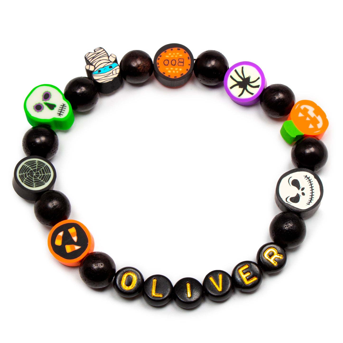 Boys Halloween bracelet / boys wood jewelry / dark brown wood