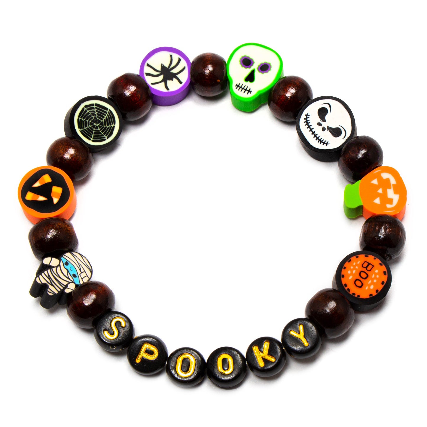 Boys Halloween bracelet / boys wood jewelry / dark brown wood