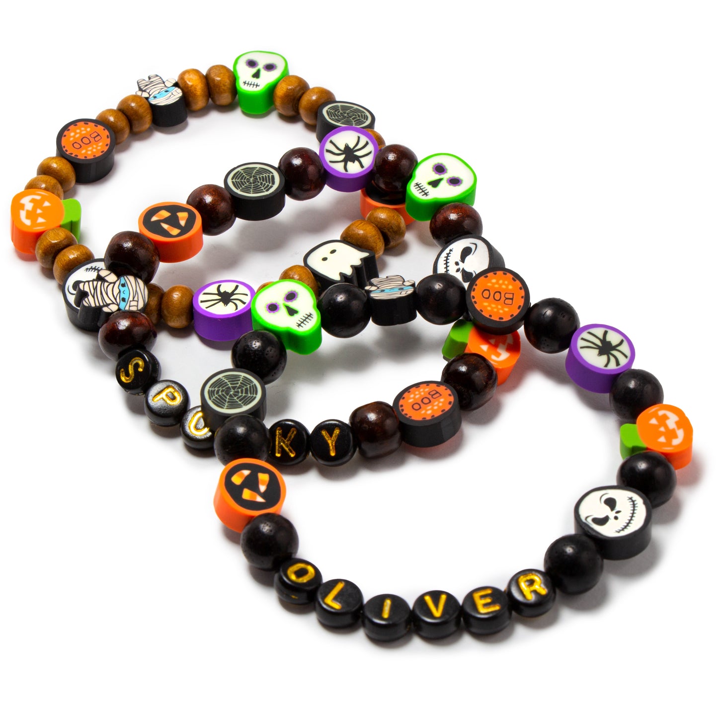 Boys Halloween bracelet / boys wood jewelry / dark brown wood