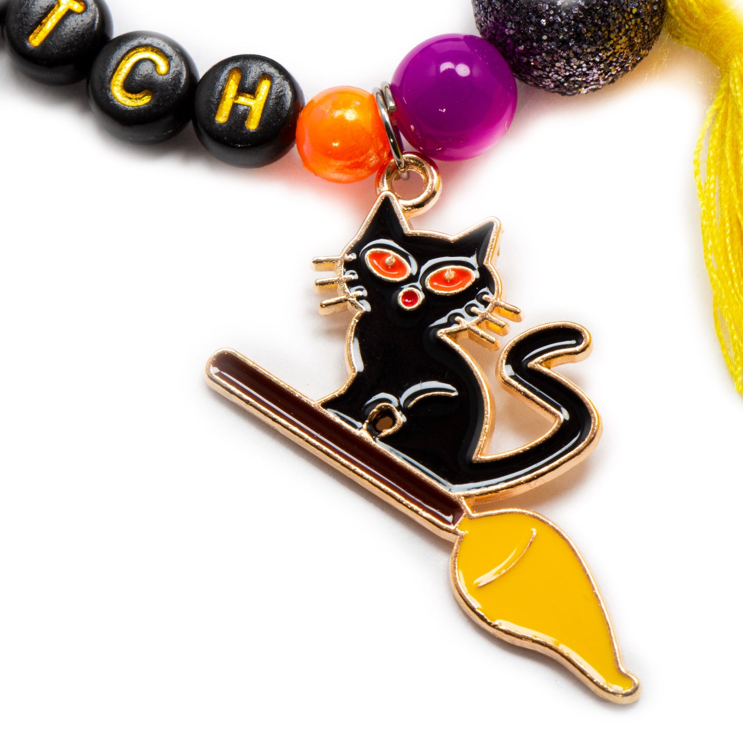 Halloween charm bracelet / Halloween tassel Boo bracelet / Witch bracelet