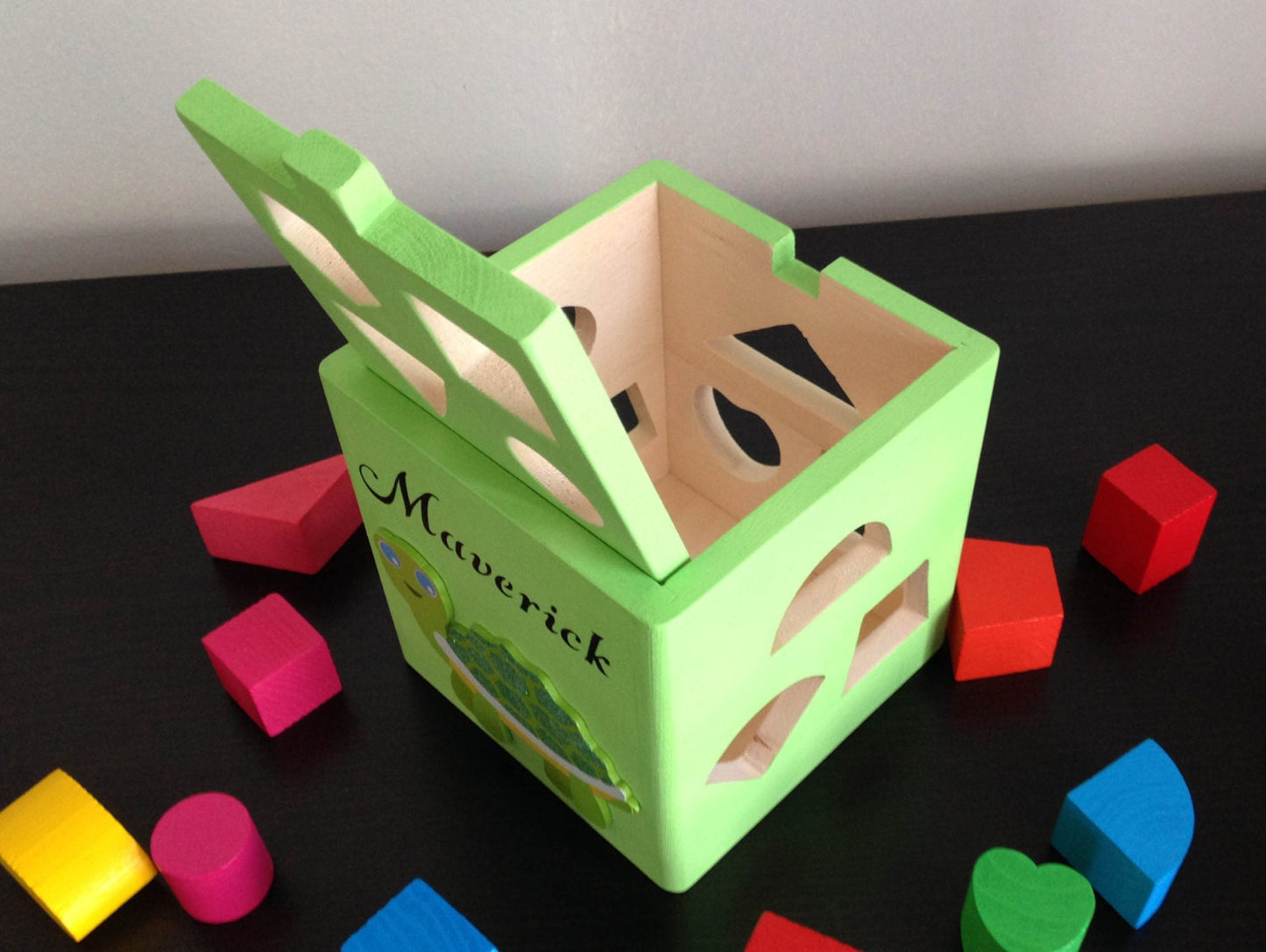 Turtle toy wooden eco friendly baby toys green shape sorter personalized new baby gift 1st birthday git 2nd birthday git baby boy gift wood