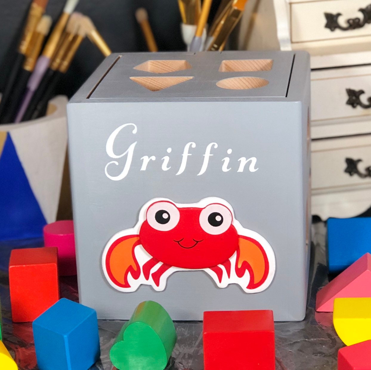 Baby toys 1 year old boy/ Personalized crab shape sorter
