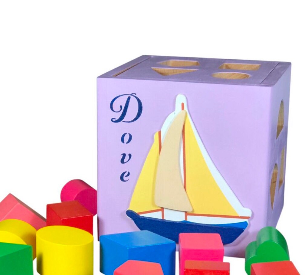 First birthday gift baby boy / Handmade in USA / Custom shape sorting toys