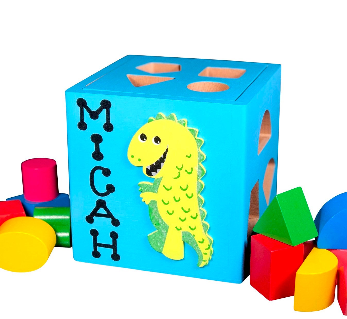 Personalized shape sorting cube / Turtle wood toy