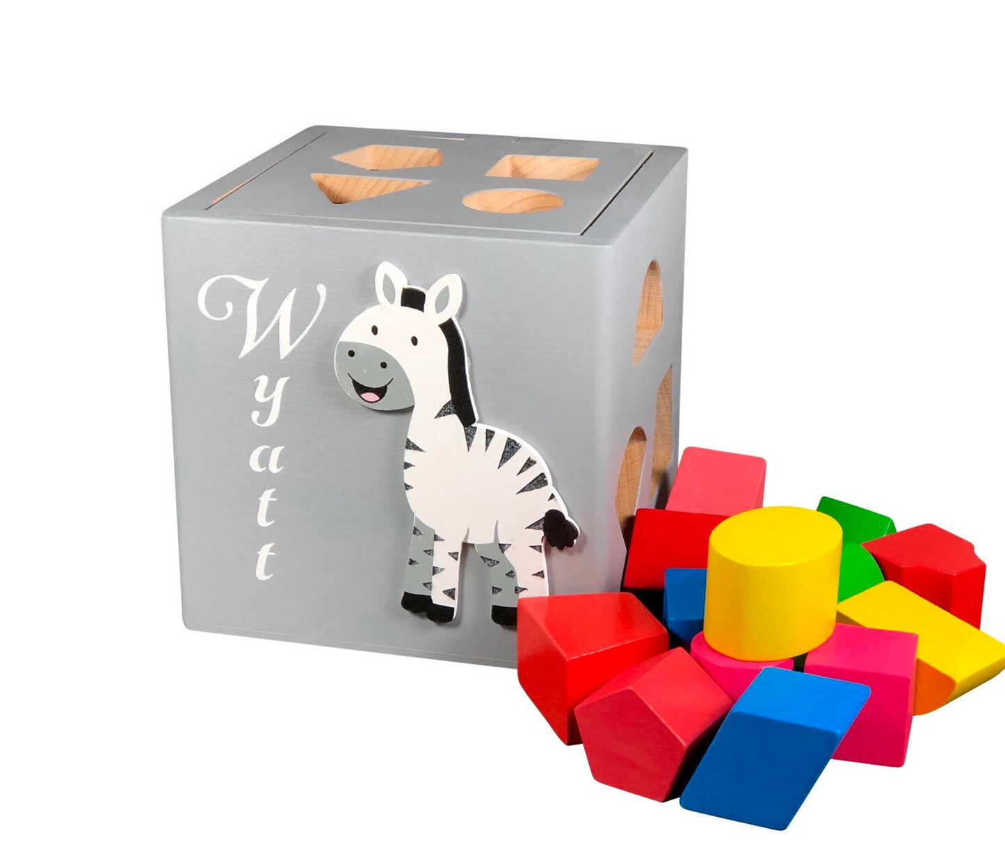 Personalized shape sorting cube / Turtle wood toy