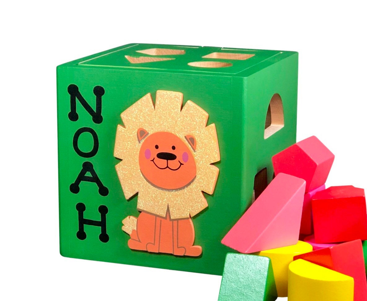 First birthday gift baby boy / Handmade in USA / Custom shape sorting toys