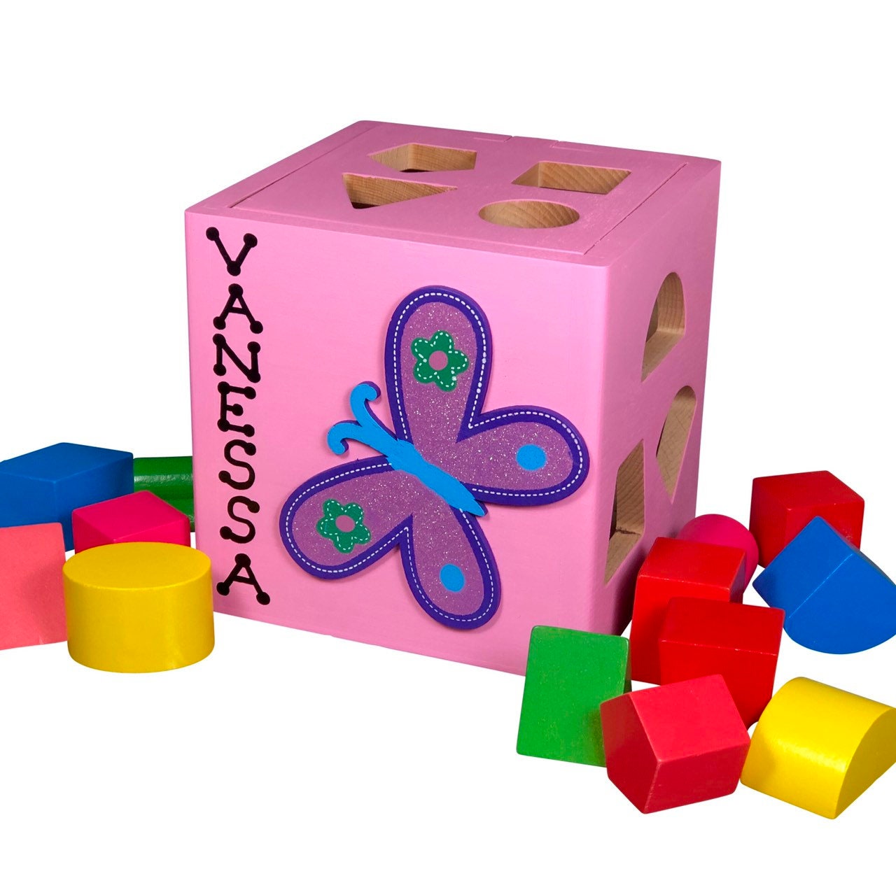 Unicorn baby toys custom pink shape sorter personalized