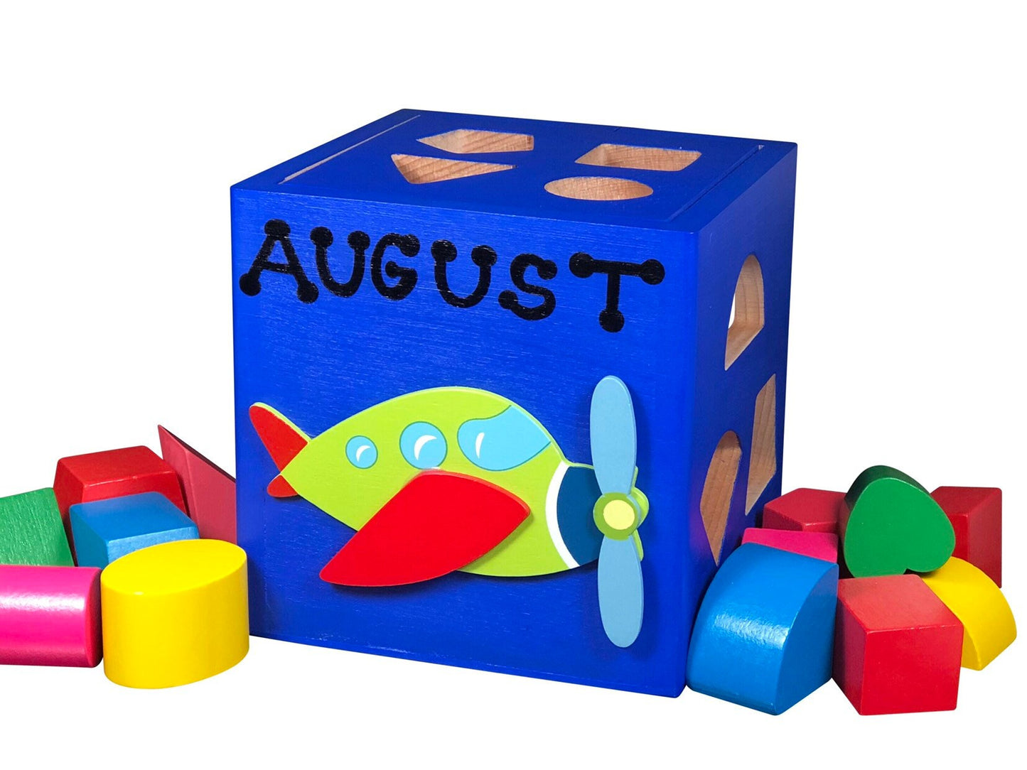 Personalized wooden plane toys for baby boy / custom shape box