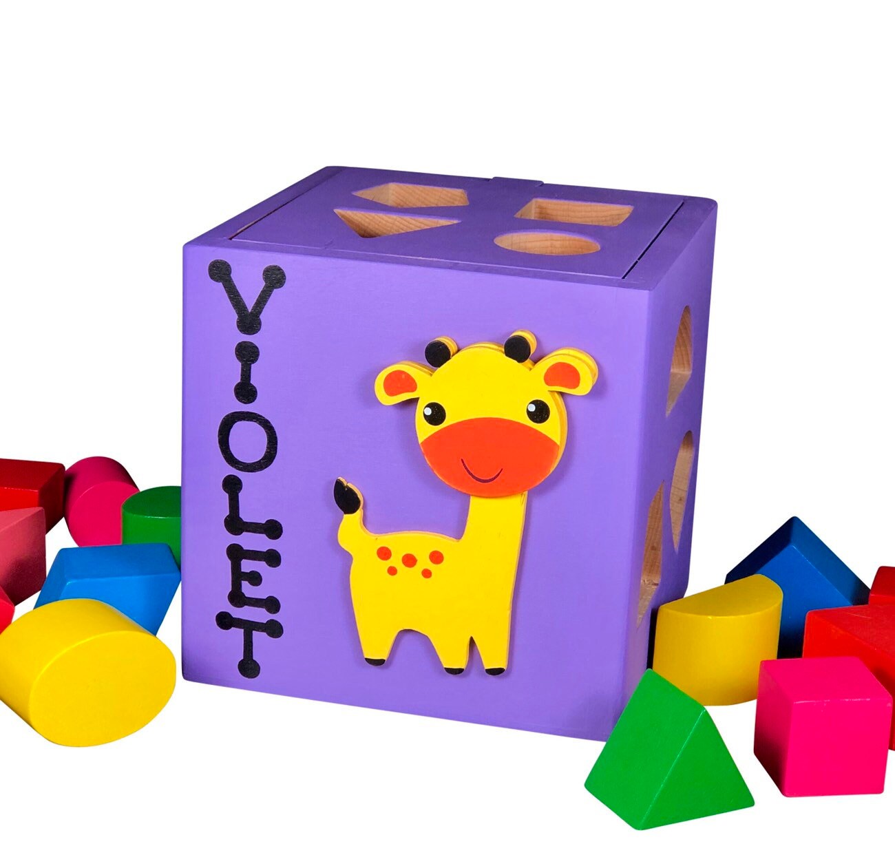 Personalized shape sorting cube / Turtle wood toy