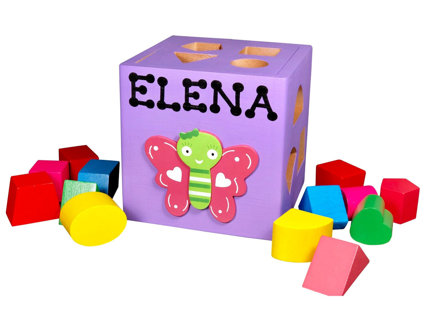Wooden butterfly toy, baby shape sorter, butterfly nursery decor,baby's first keepsake, baby gift from aunt, baby's first blocks, toy shapes