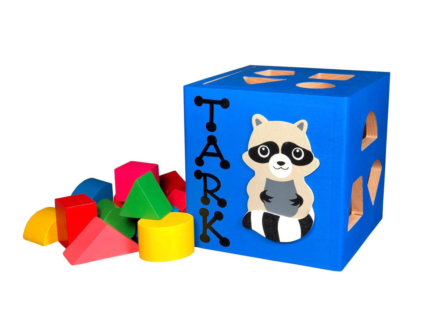 Handmade wooden baby toys / personalized baby gift / Raccoon toy