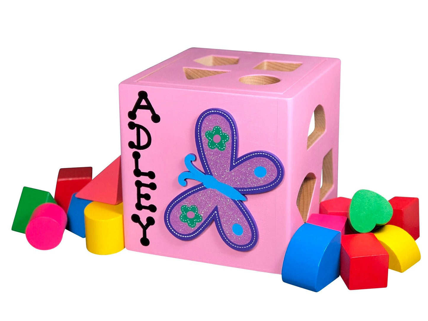 Wooden butterfly toy, baby shape sorter, butterfly nursery decor,baby's first keepsake, baby gift from aunt, baby's first blocks, toy shapes