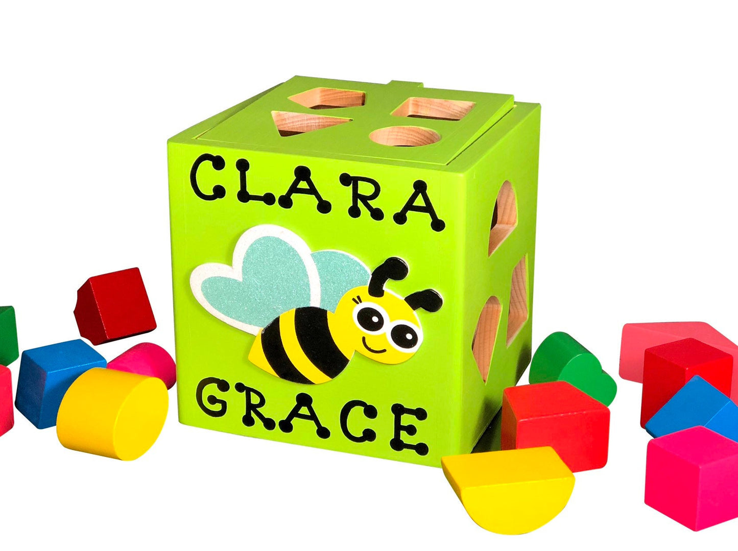 Bumble bee wooden toys / custom pine wood shape sorter