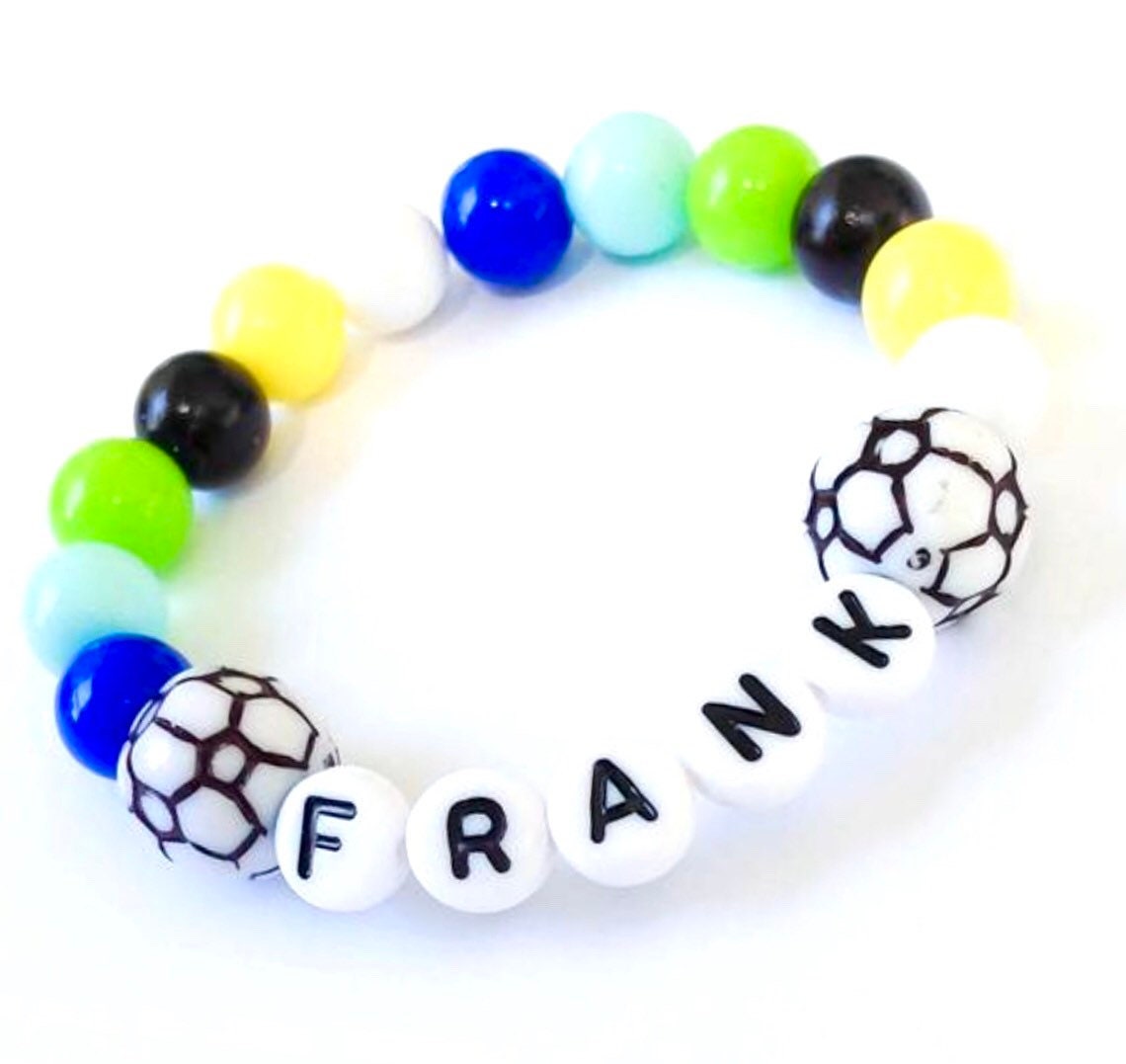 Personalized boys soccer bracelet / toddler boy jewelry