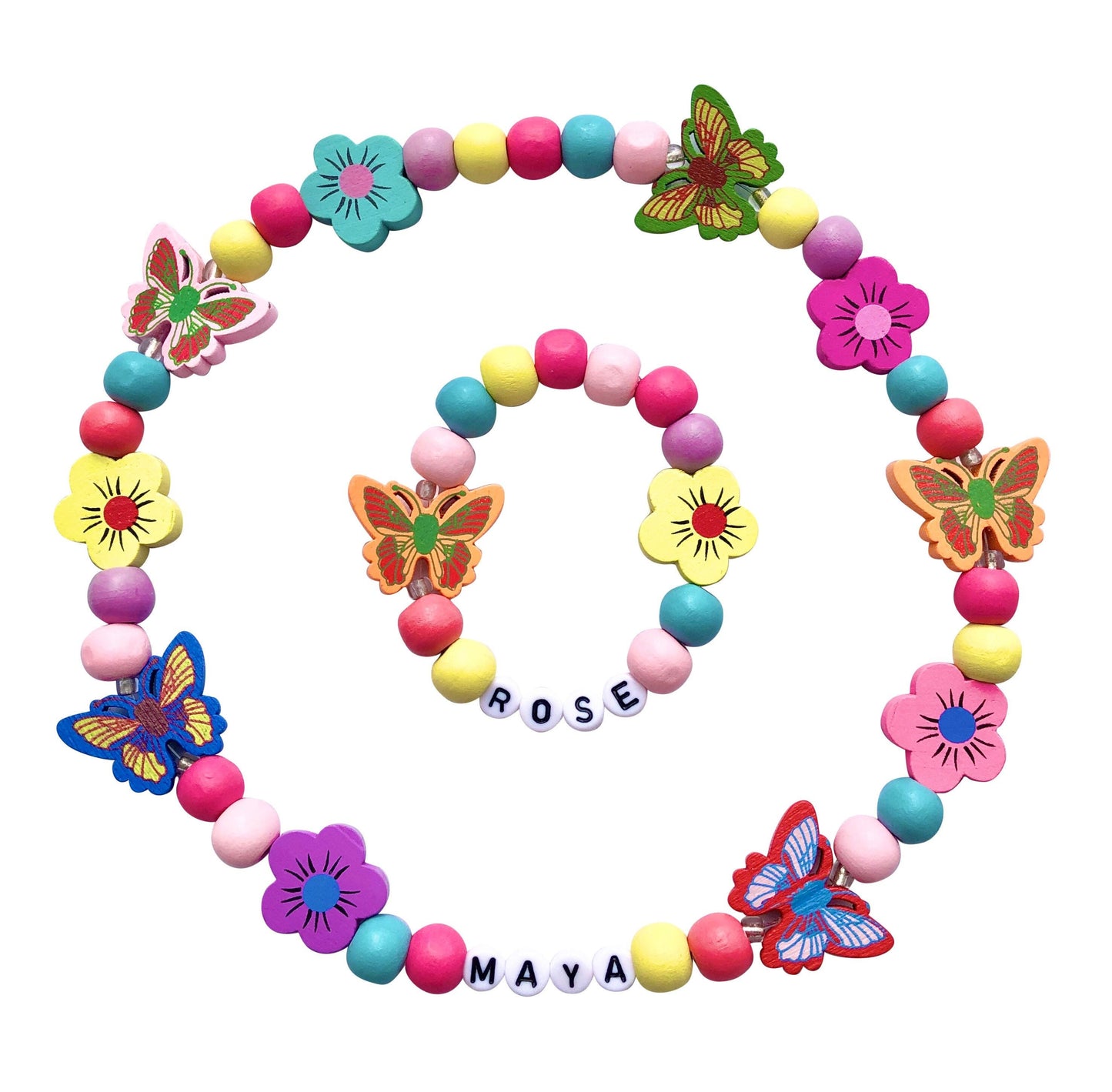 Girls butterfly jewelry set / wood / personalized