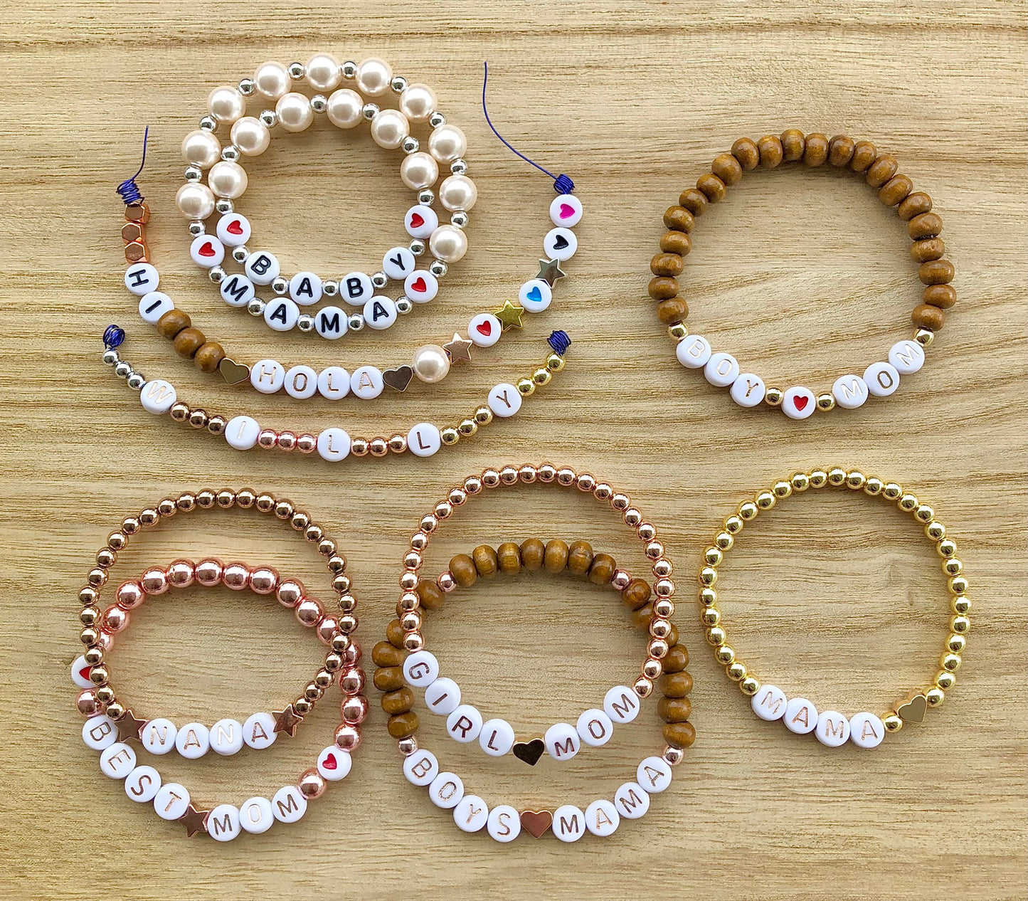 Mother's Day gift for grandma / Name bracelet rose gold / Heart bracelet / custom jewelry for women