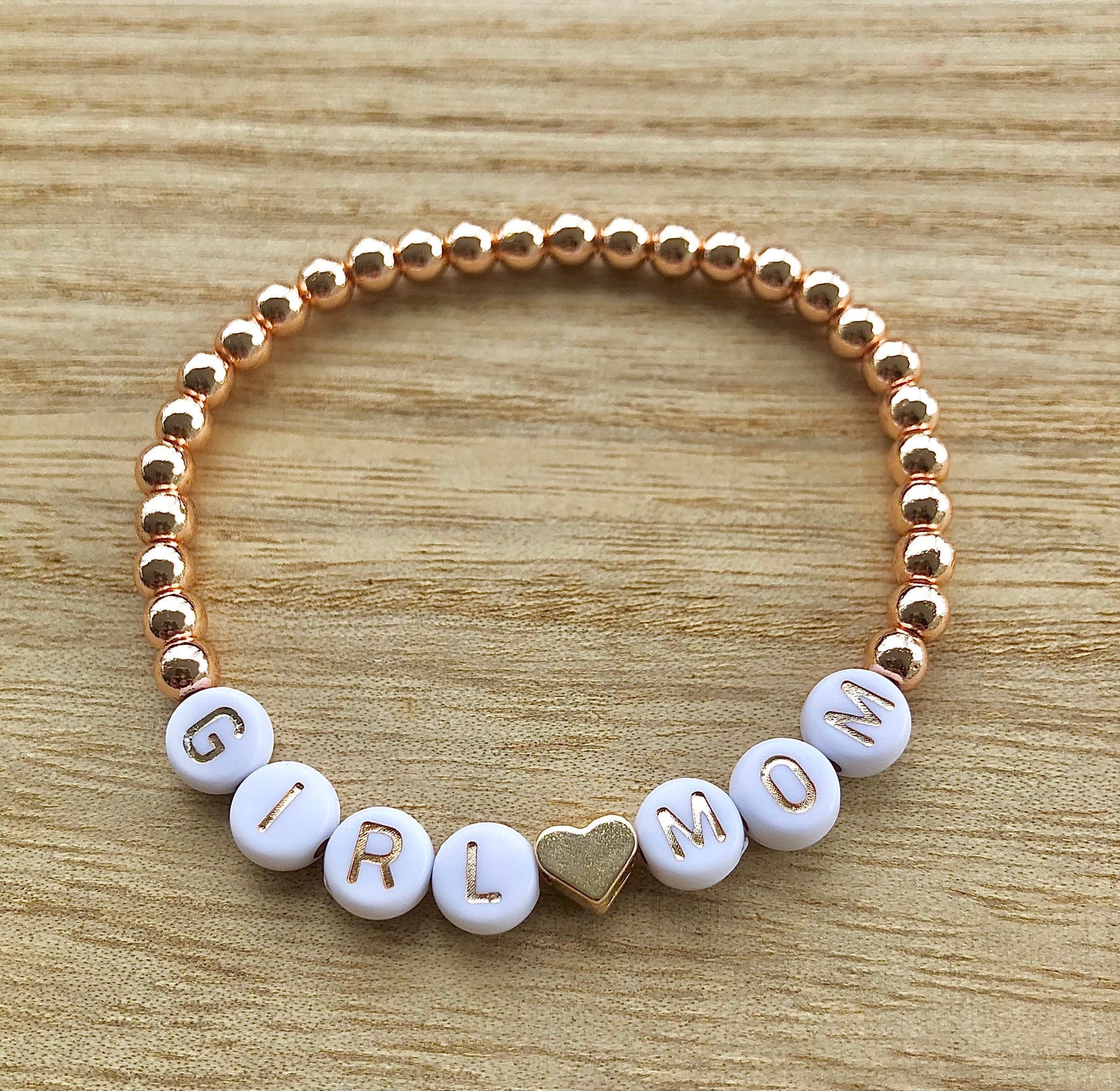 Mother's Day gift for grandma / Name bracelet rose gold / Heart bracelet / custom jewelry for women