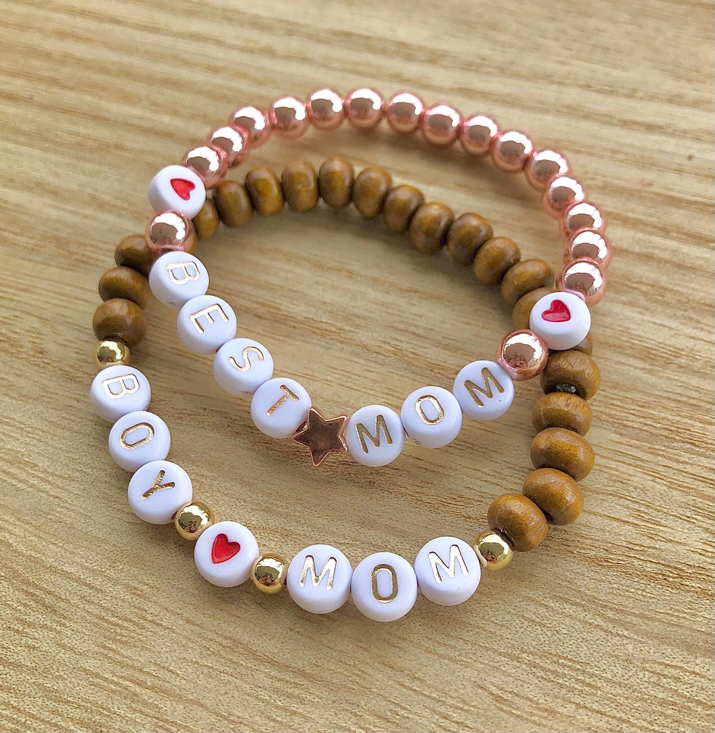Mother's Day gift for grandma / Name bracelet rose gold / Heart bracelet / custom jewelry for women