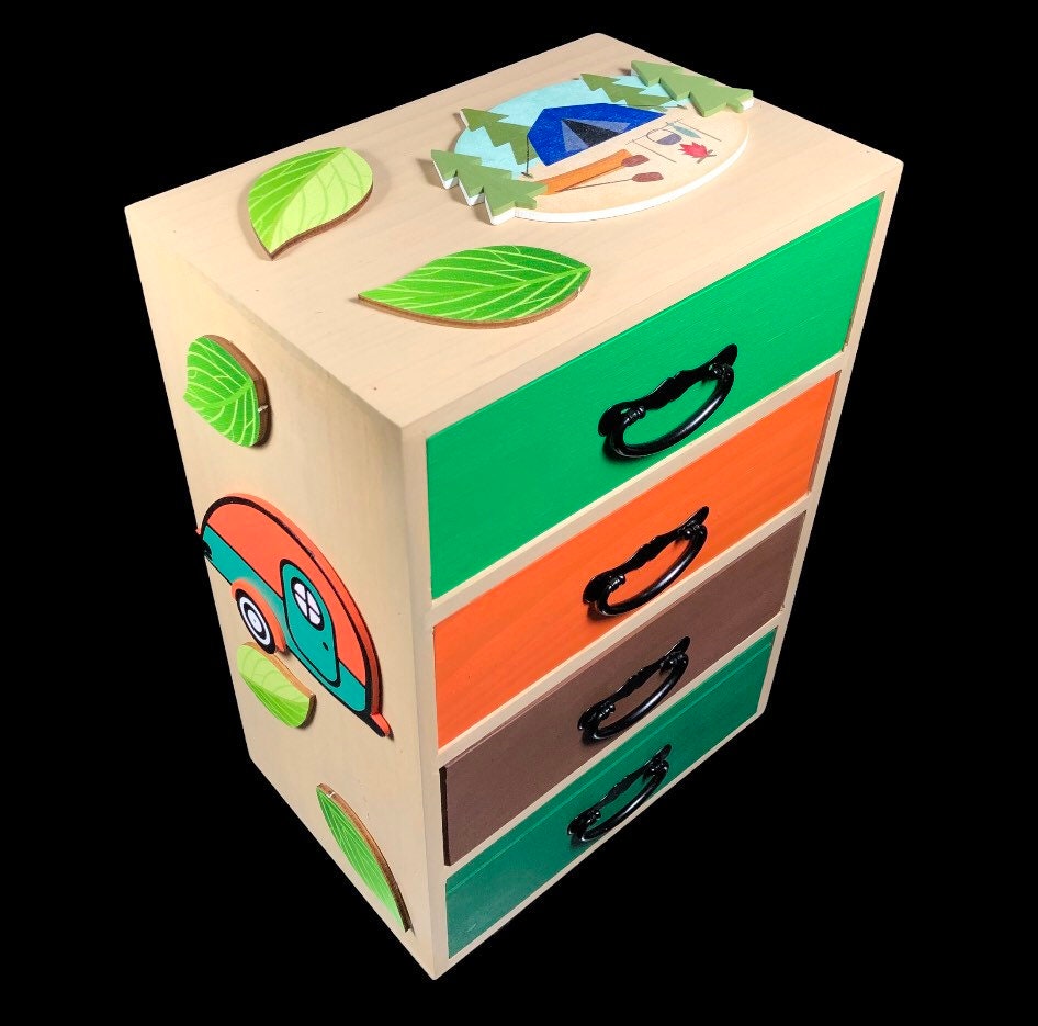 Custom kids treasure box fishing camping theme