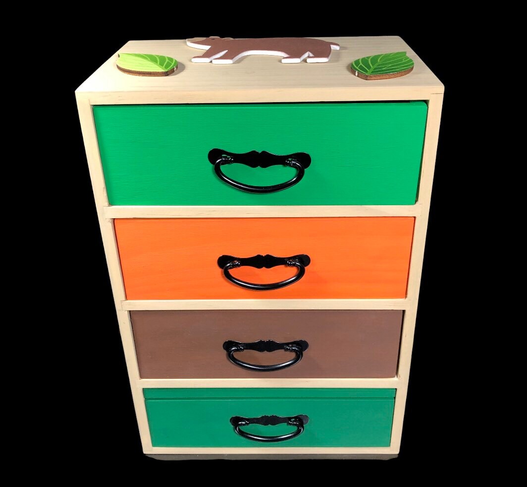 Custom personalized storage box for kids wood forest animals