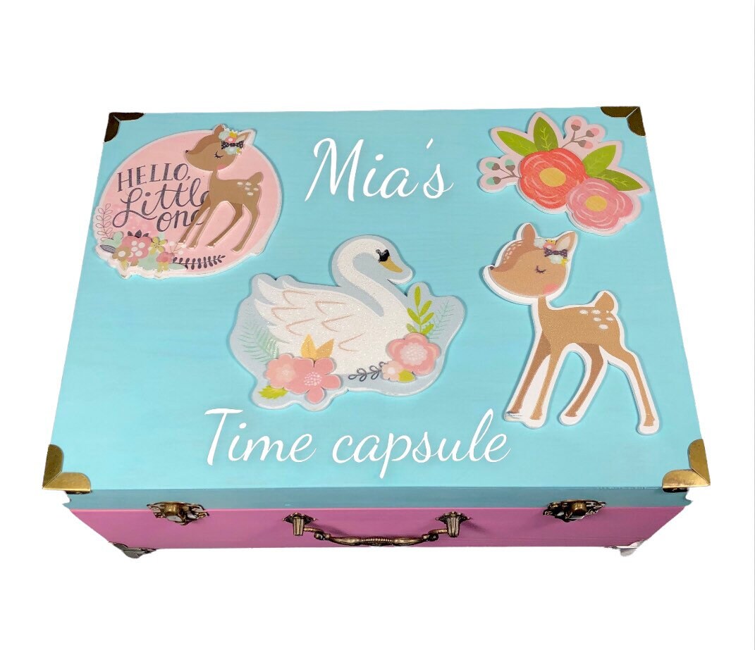 Keepsake gifts for baby girl / Keepsake box wooden / New baby gift / Time capsule box