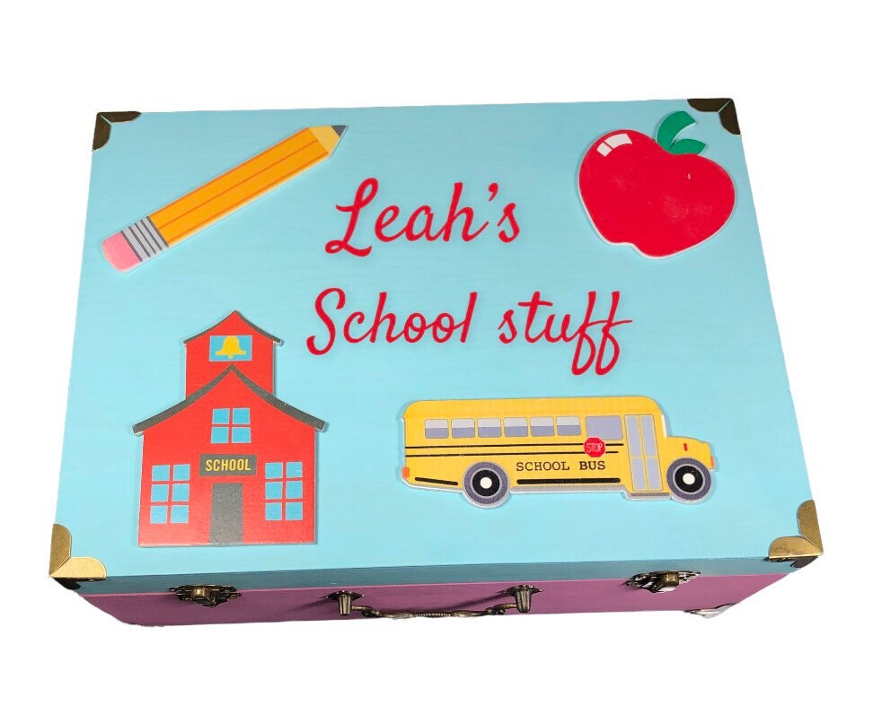 School supplies organizer / homeschooling organization ideas / kids custom wooden box