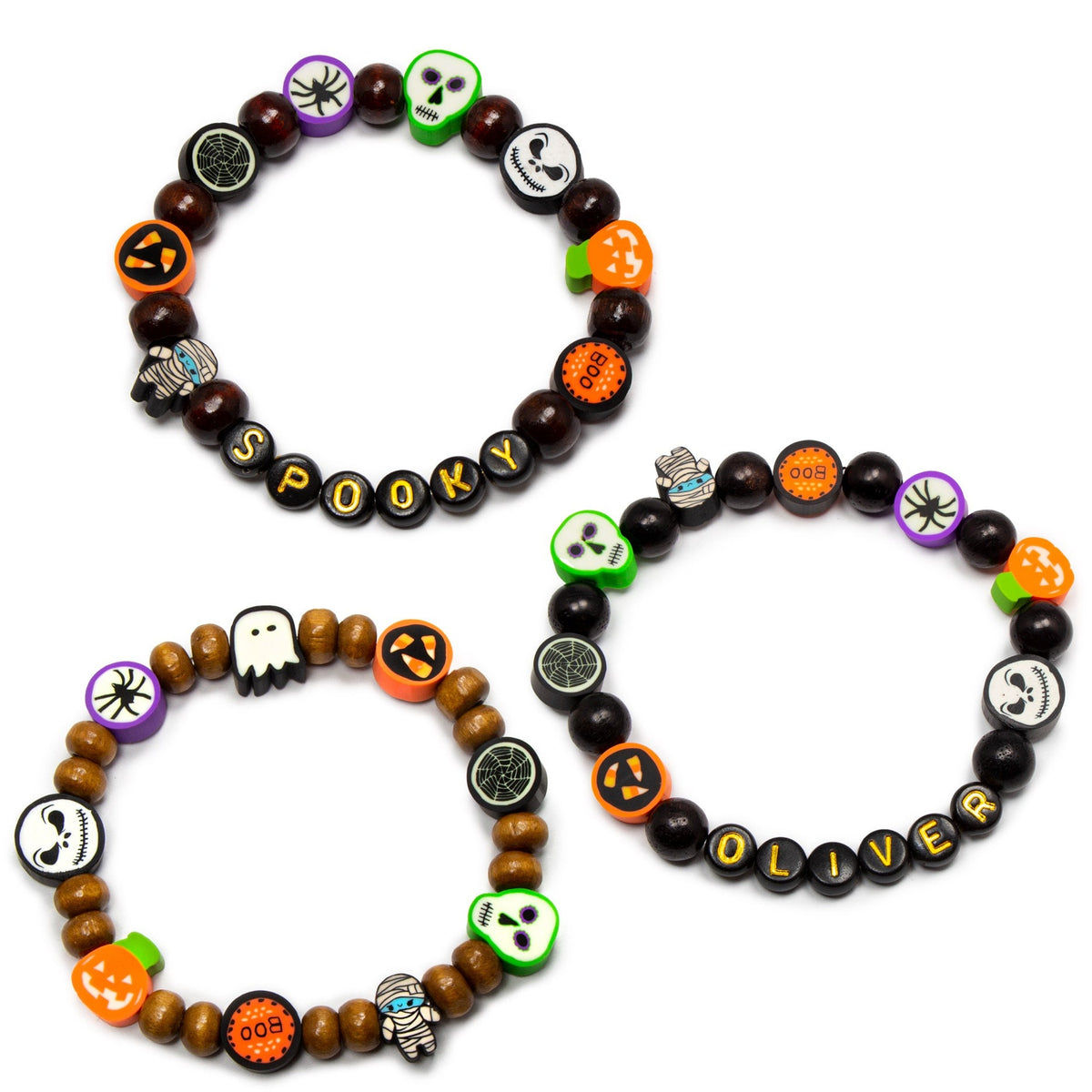 Custom Halloween Bracelet for Kids | Personalized Children's Name Bracelet | Toddler Black Halloween Jewelry | Spooky Party Favors