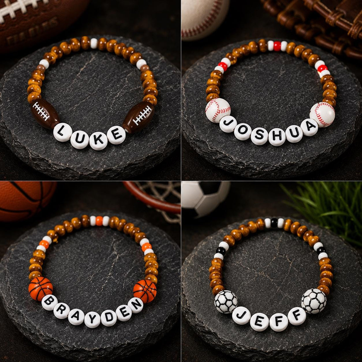 Baseball Bracelet Personalized | Custom Name Sports Bracelet | Football Basketball Soccer Bracelet | Kids Team Gift