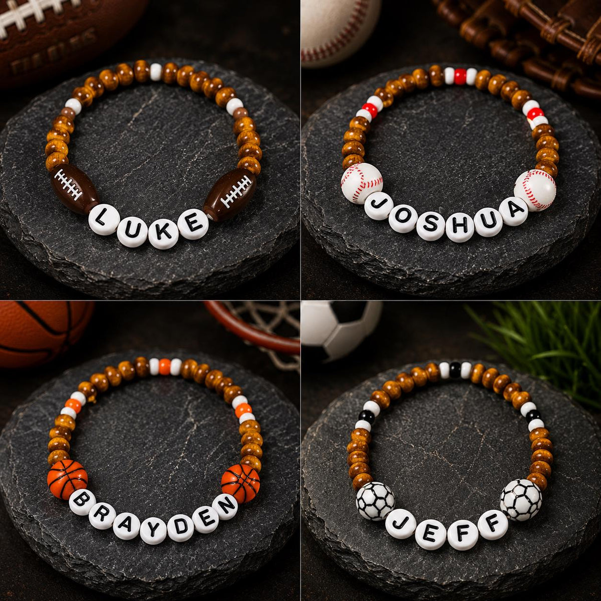Basketball Bracelet Personalized | Custom Name Sports Bracelet | Baseball Football Soccer Bracelet | Team Gift for Kids