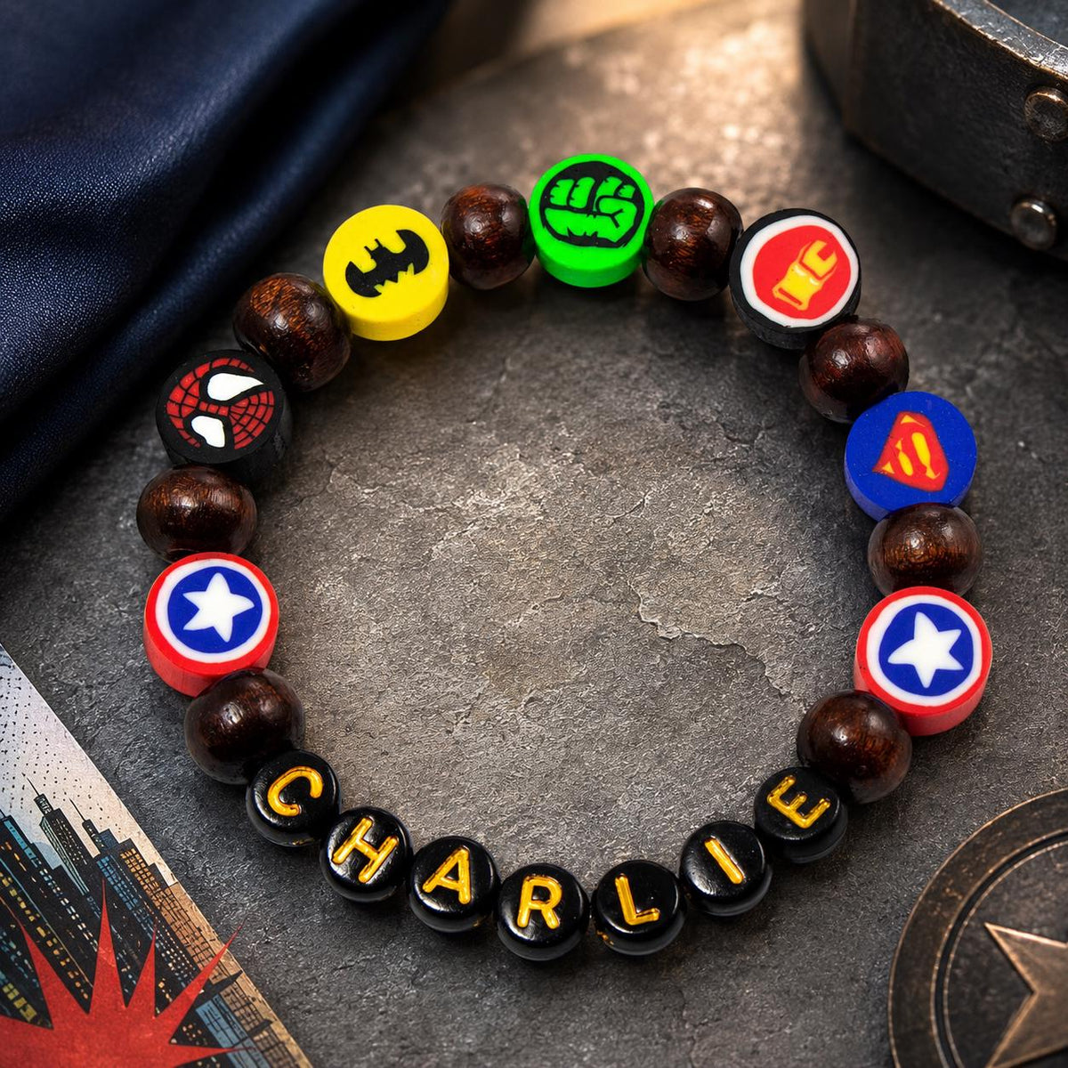 Superhero Party Favor Bracelet | Custom Toddler Birthday Gift | Hero Inspired Kids Bracelet | Boys Personalized Favor