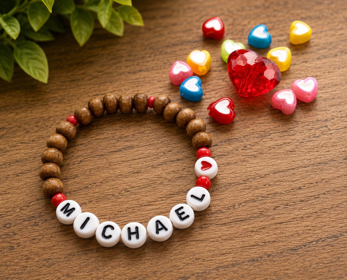 Personalized Wooden Name Bracelet for Kids | Custom Name Bracelet | Handmade Toddler Bracelet | Wooden Bead Bracelet | Birthday Gift for Boy
