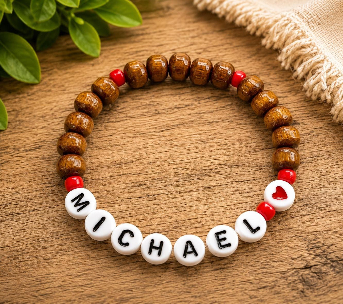 Personalized Wooden Name Bracelet for Kids | Custom Name Bracelet | Handmade Toddler Bracelet | Wooden Bead Bracelet | Birthday Gift for Boy