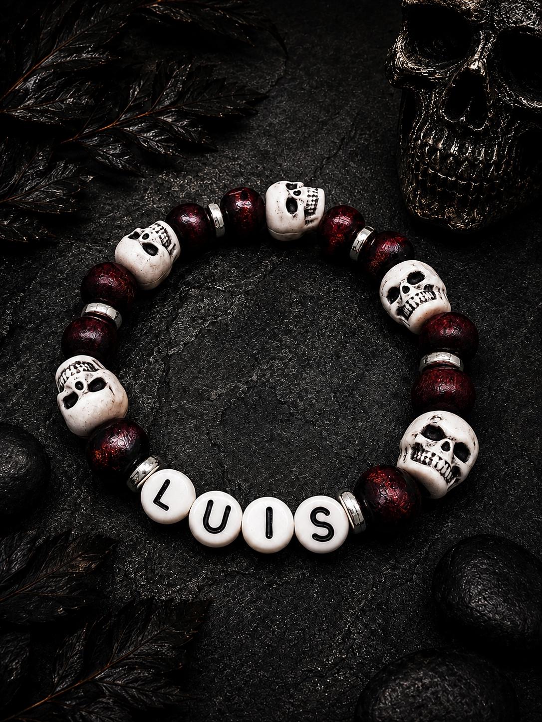 Custom Skull Bracelet for Boys | Personalized Name Bracelet | Gothic Halloween Jewelry for kids | Boys Bracelet | Masculine Boys Bracelet