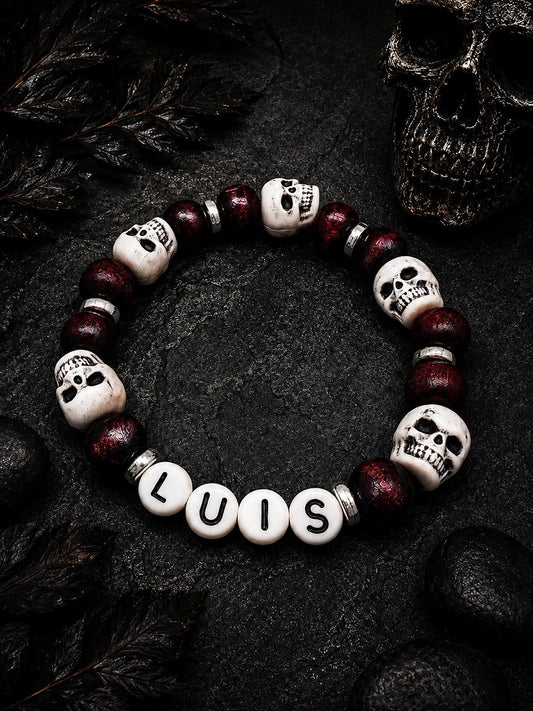 Custom Skull Bracelet for Boys | Personalized Name Bracelet | Gothic Halloween Jewelry for kids | Boys Bracelet | Masculine Boys Bracelet