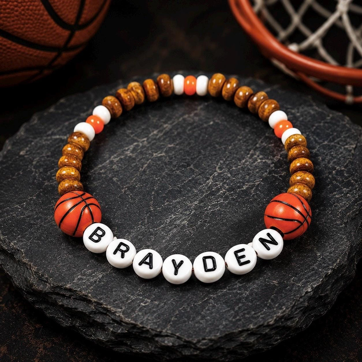 Basketball Bracelet Personalized | Custom Name Sports Bracelet | Baseball Football Soccer Bracelet | Team Gift for Kids