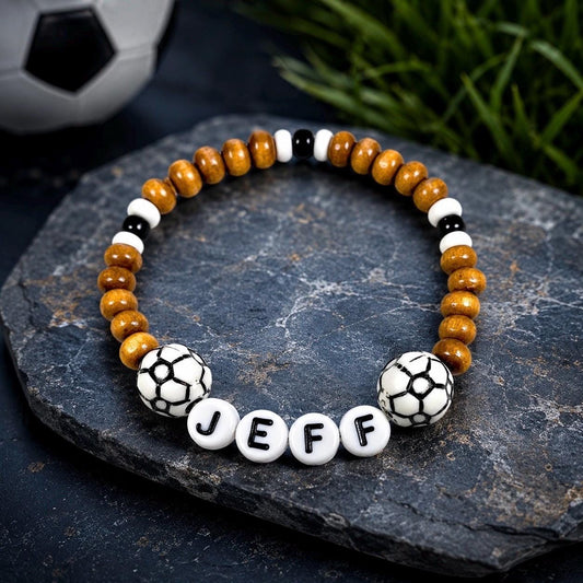 Soccer Stretch Bracelet for Kids | Personalized Name Bracelet | Custom Sports Bracelet | Team Gift for Boys & Girls