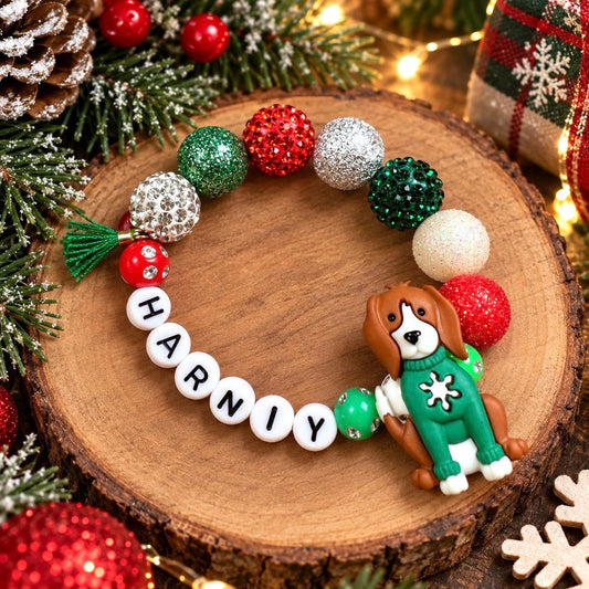 Personalized Christmas Bracelet for Kids, Stocking stuffers toddler girl, Custom Name Bracelet, Holiday Jewelry for Girls, Christmas Gift
