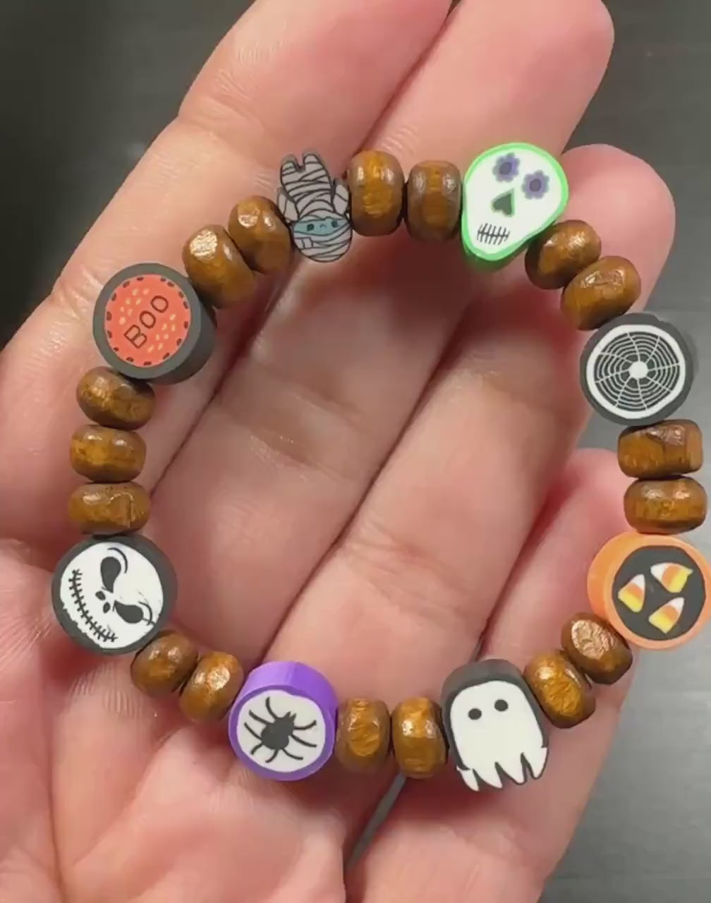 Custom Halloween Bracelet for Kids | Personalized Children's Name Bracelet | Toddler Black Halloween Jewelry | Spooky Party Favors