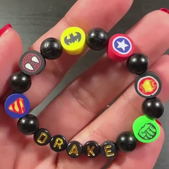Superhero Party Favor Bracelet | Custom Toddler Birthday Gift | Hero Inspired Kids Bracelet | Boys Personalized Favor