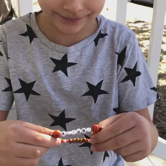 Basketball Bracelet Personalized | Custom Name Sports Bracelet | Baseball Football Soccer Bracelet | Team Gift for Kids