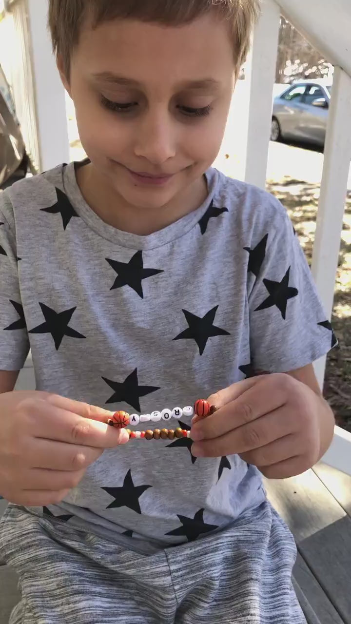 Basketball Bracelet Personalized | Custom Name Sports Bracelet | Baseball Football Soccer Bracelet | Team Gift for Kids