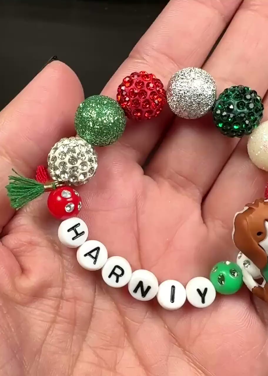 Personalized Christmas Bracelet for Kids, Stocking stuffers toddler girl, Custom Name Bracelet, Holiday Jewelry for Girls, Christmas Gift
