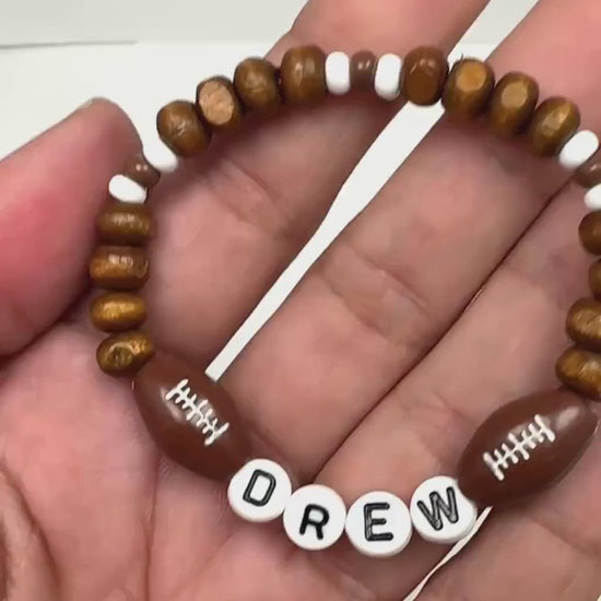 Football Bracelet for Kids | Personalized Name Bracelet | Custom Sports Bracelet | Baseball Basketball Soccer | Team Gift for Boys & Girls
