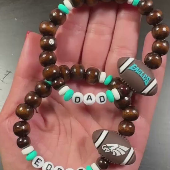 Custom Football Team Bracelet, Game Day Fan Bracelet, Personalized Name Sports Bracelet, Dad Son Matching Bracelet, Black Green White
