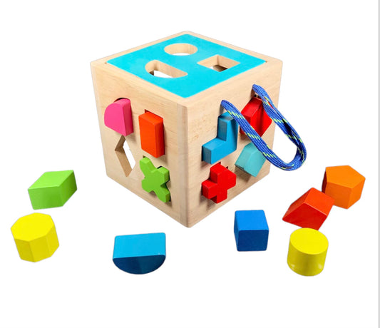 Plain wooden shape sorter first birthday gift