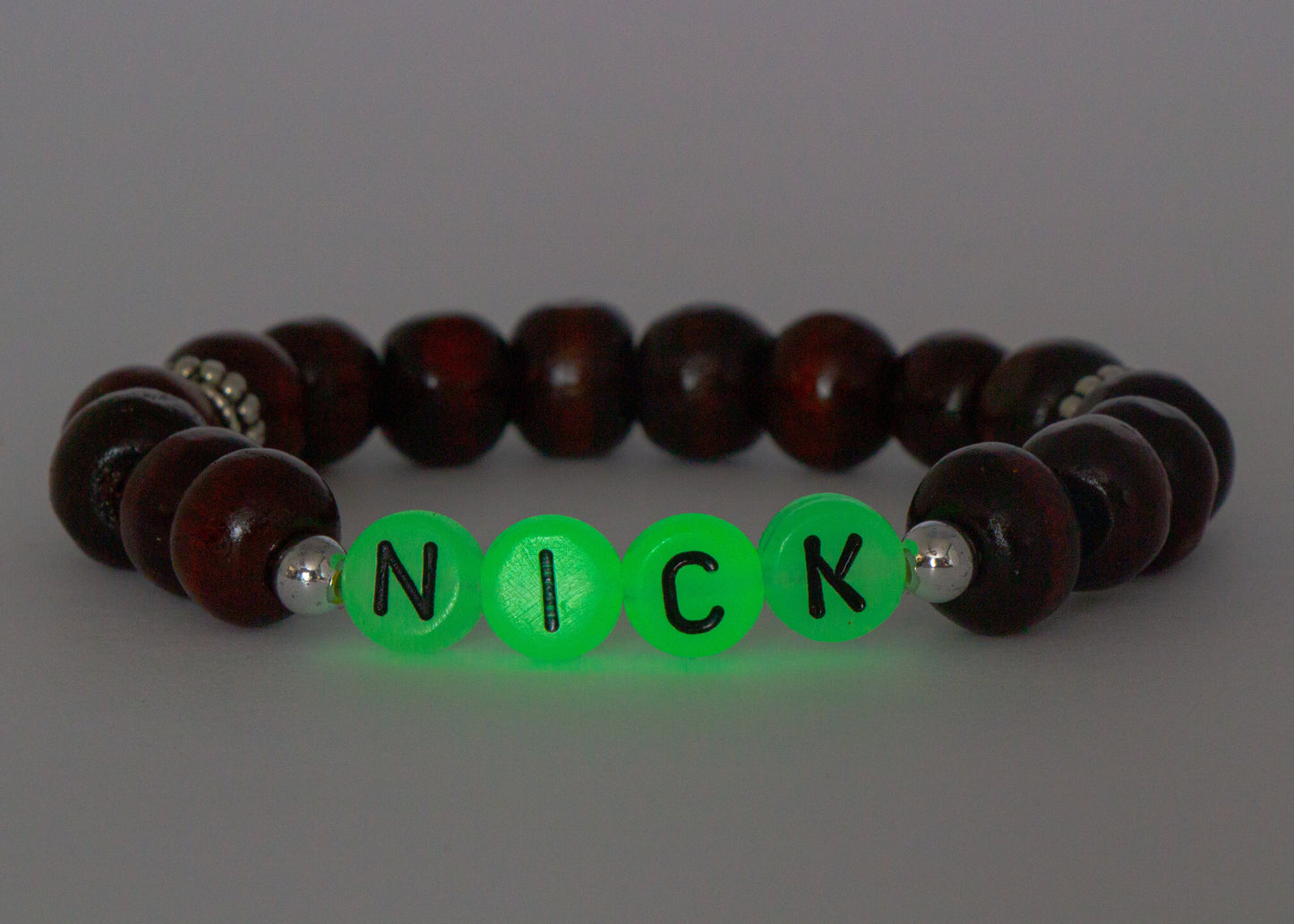 Boys bracelet translucent / personalized wooden stretch elastic cord name jewelry