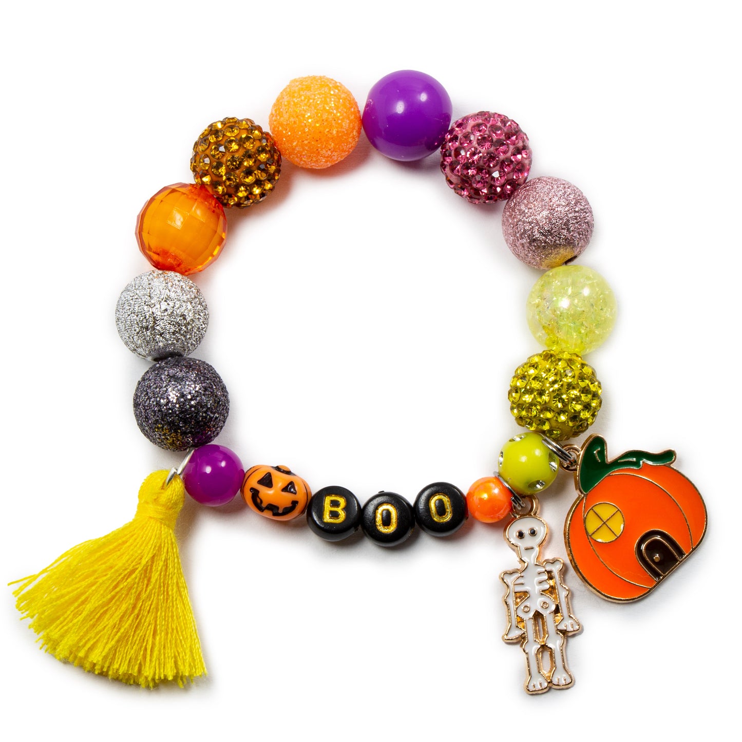 Halloween charm bracelet / Halloween tassel Boo bracelet