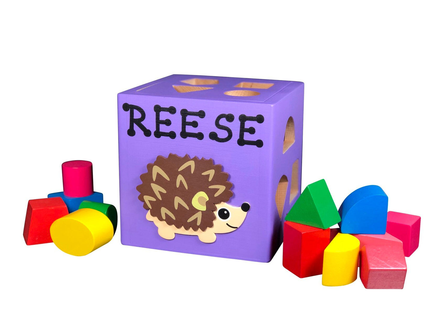 Personalized shape sorting cube / Turtle wood toy